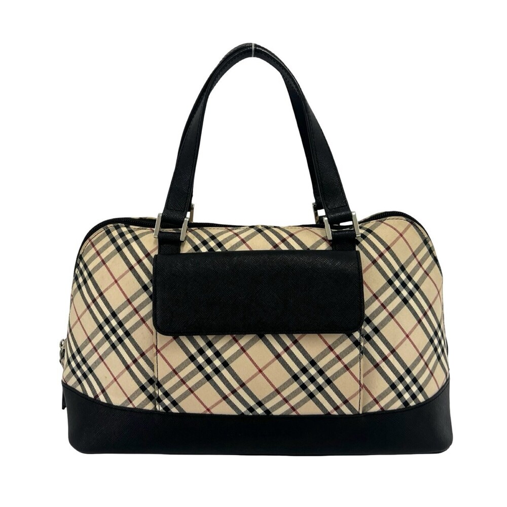 BURBERRY Nova Check pattern canvas and leather genuine handbag, mini Boston b...
